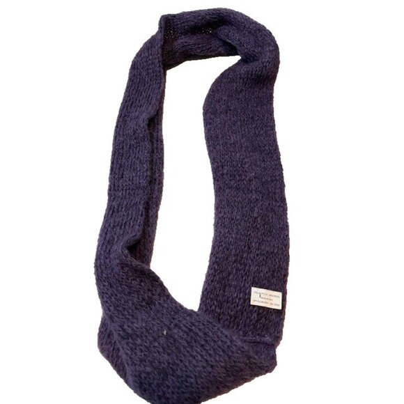 Made in Italy Purple Wool Blend Chunky Knit Infinity Scarf Cowl Cozycore Soft - Picture 3 of 3